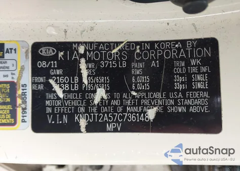 2012 Kia Soul z USA, uszkodzony, nr VIN KNDJT2A57C7361481